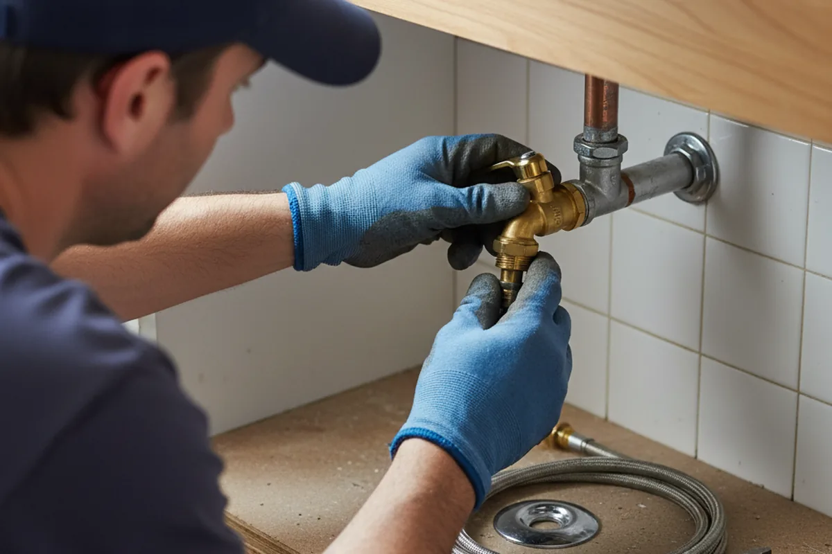 Shutoff valve and fitting work during Emergency Plumbing in Woodland